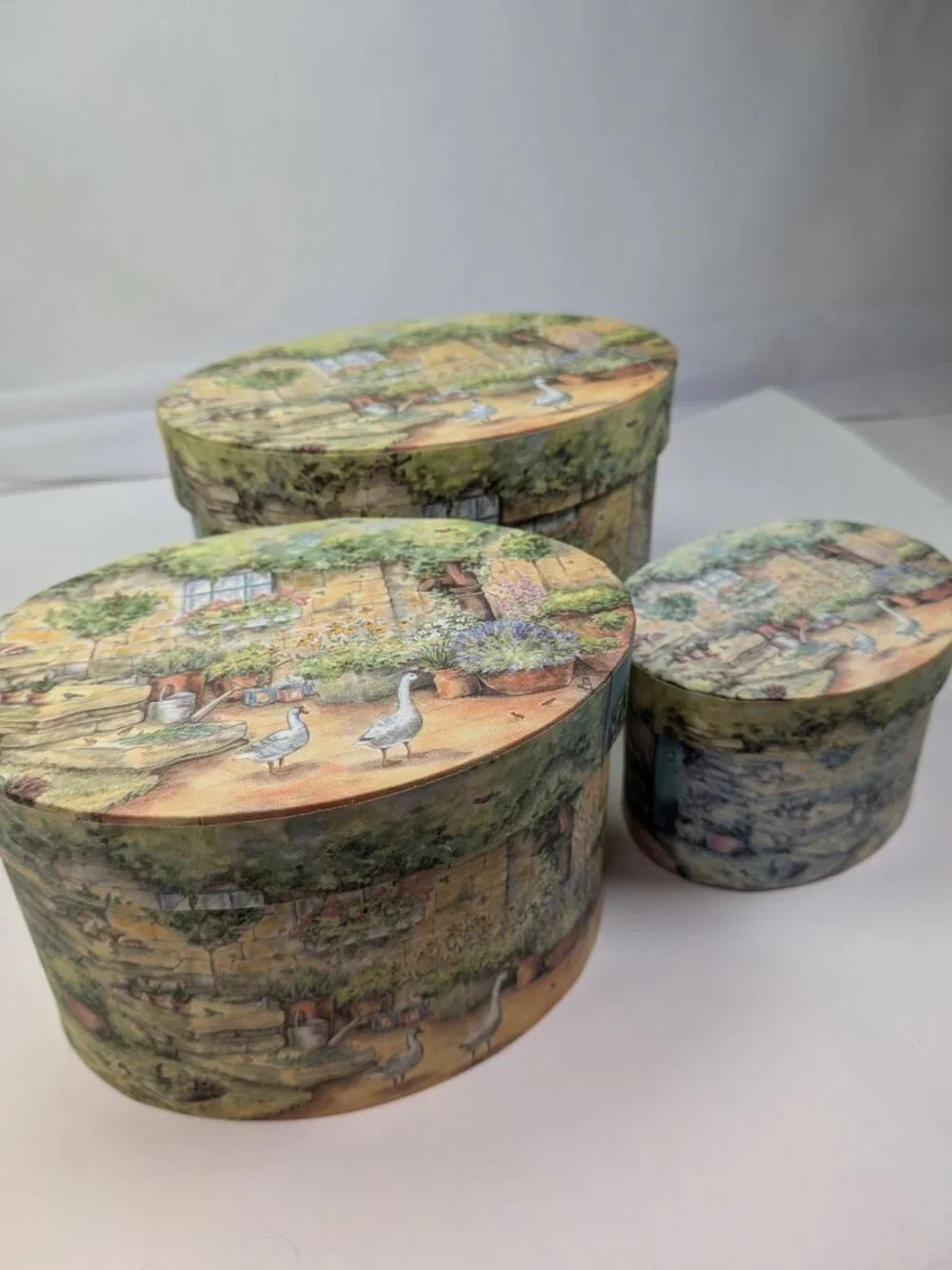 Vintage Bobs Boxes Cottage Garden Nesting Oval Box Set Sherri Buck Baldwin Lang